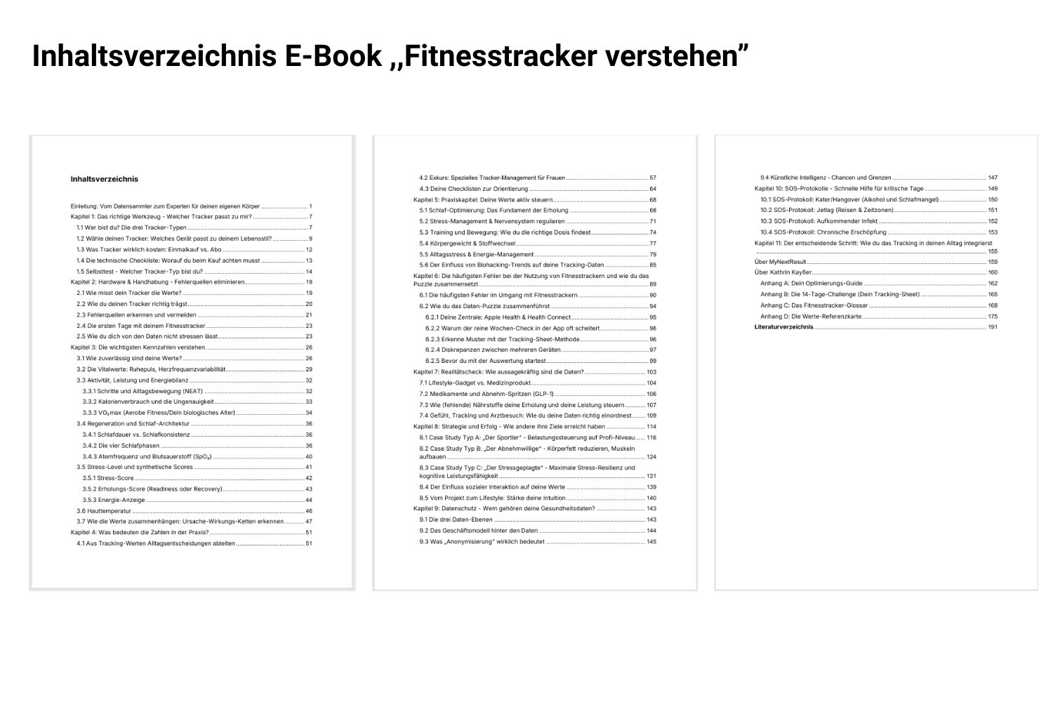 Inhaltsverzeichnis E-Book Fitnesstracker verstehen